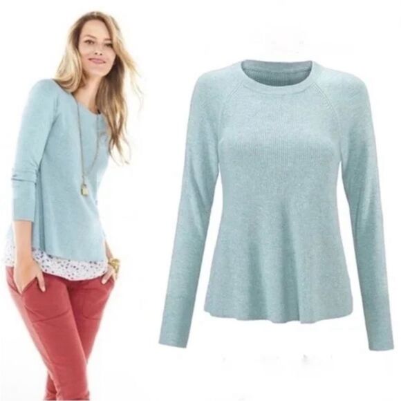 CAbi Sweaters - CABI 5133 Blue Swing Pullover Ribbed Knit Pullover Crewneck Sweater X-Large